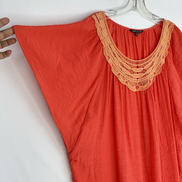 Unique Spectrum Women's Crochet Orange Size 2X Blouse Tunic Short Sleeve - Picture 4 of 15
